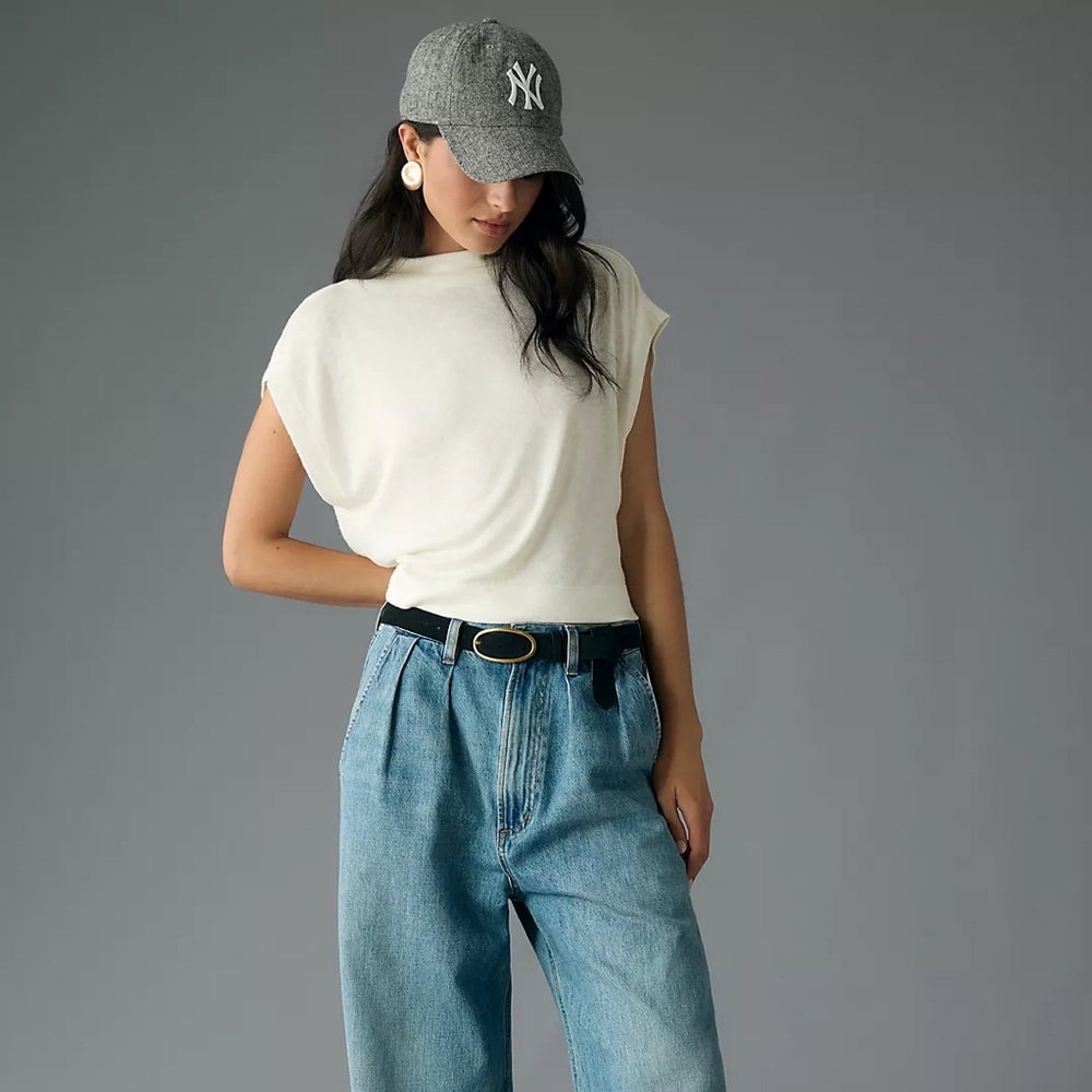Anthropologie Sleeveless Funnel Neck Sweater Top